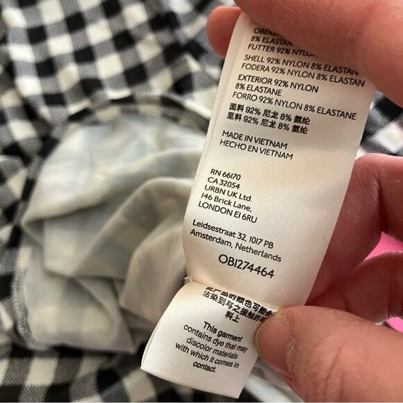 Free People Gingham Turtleneck Top Black White Gingham Lightweight Womens Small - Picture 8 of 8